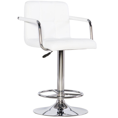 Boyd Bar Stool in Quilted White Leatherette & Chrome