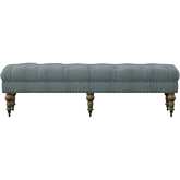 Isabelle 62" Bench in Washed Blue Linen & Distressed Gray