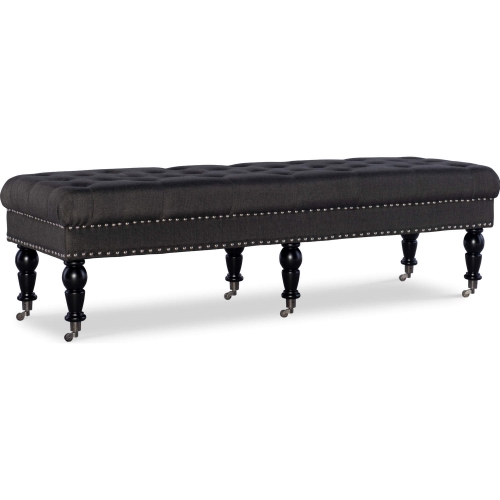 Isabelle 62" Bench in Charcoal Gray Fabric & Black Wood