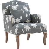 Linon Accent Chair in Gray Wash Wood & Gray Floral Fabric