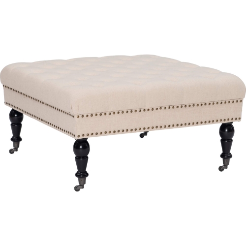 Isabelle Square Ottoman in Tufted Neutral Fabric