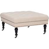 Isabelle Square Ottoman in Tufted Neutral Fabric