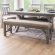 Turino Dining Bench in Weathered Grey Wood & Tan Fabric