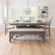 Turino Dining Bench in Weathered Grey Wood & Tan Fabric