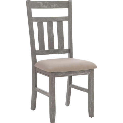 Turino Dining Chair in Weathered Grey Wood & Tan Fabric (Set of 2)