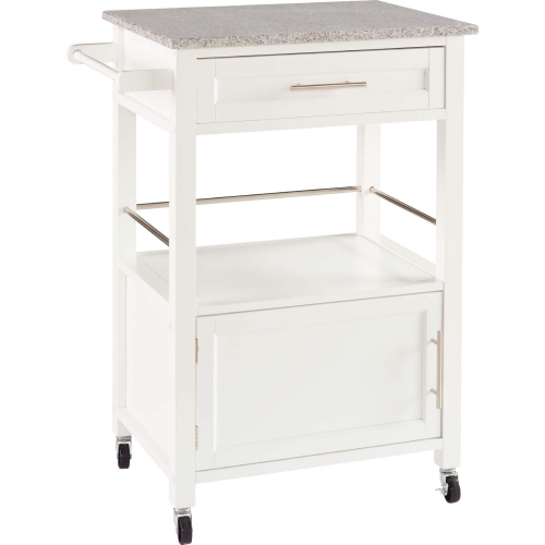 Mitchell Kitchen Cart in White Black & Gray Granite