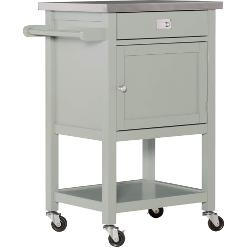 Sydney Kitchen Cart in Gray Wood & Stainless Steel