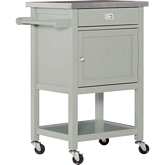 Sydney Kitchen Cart in Gray Wood & Stainless Steel