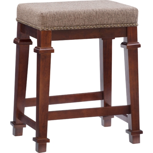 Kennedy Counter Stool in Brown Tween Fabric & Walnut Finish