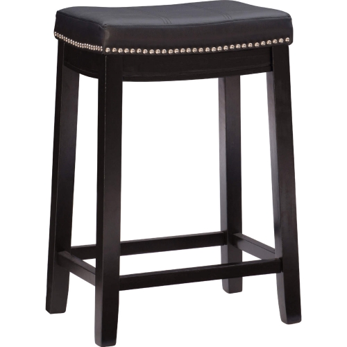 Claridge Counter Stool in Black Leatherette & Black Wood