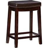 Claridge Counter Stool in Brown Leatherette & Brown Wood