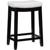 Claridge Counter Stool in White Leatherette & Black Wood