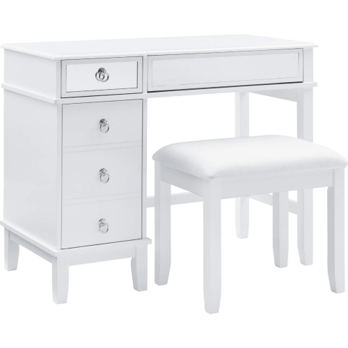 Eva Bedroom Vanity Set in White Finish Wood