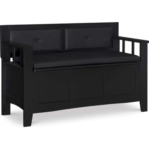 Carlton Storage Bench in Black Wood & Black Leatherette