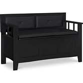 Carlton Storage Bench in Black Wood & Black Leatherette