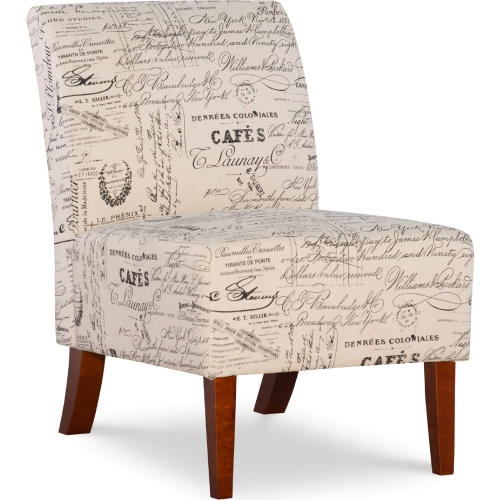 Lily Accent Chair in Script Pattern Fabric