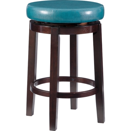 Maya 24" Counter Stool in Teal Blue Leatherette & Wood