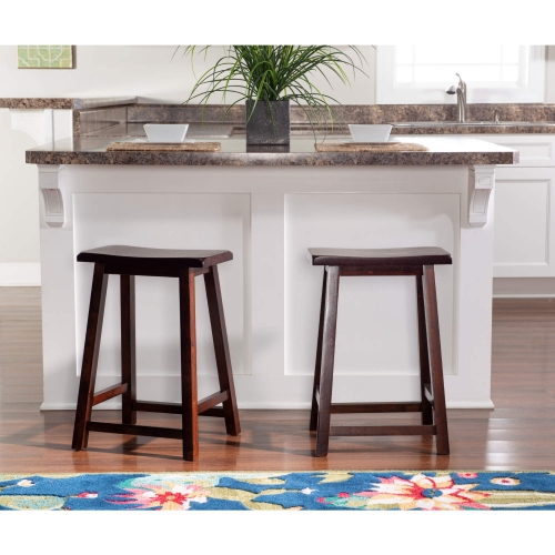 Saddle Counter Stool in Dark Brown Finish