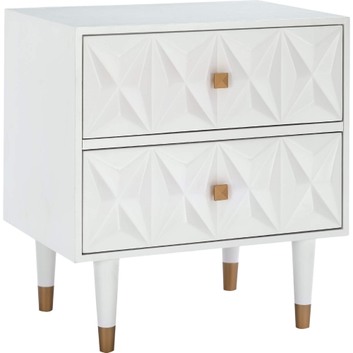 Geo Texture 2 Drawer Night Stand in White