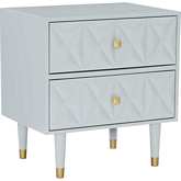 Geo Texture 2 Drawer Night Stand in Grey