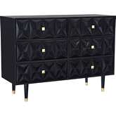 Geo Texture 6 Drawer Dresser in Black