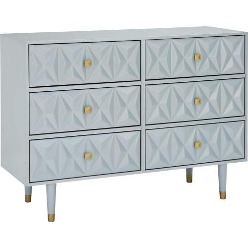 Geo Texture 6 Drawer Dresser in Grey