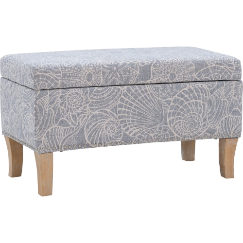 Stephanie Storage Ottoman in Stone Seashell Print