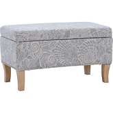 Stephanie Storage Ottoman in Stone Seashell Print