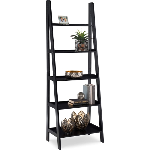 Acadia Ladder Bookcase in Black Finish