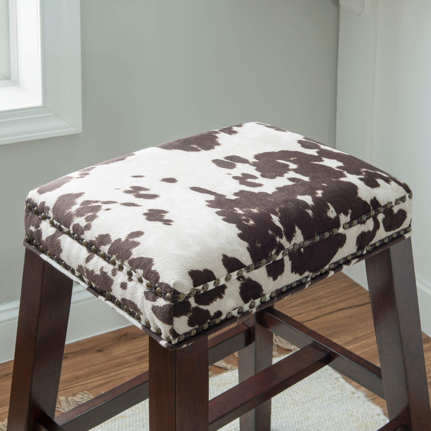 Linon Walt Brown store Cow Print Counter Stool