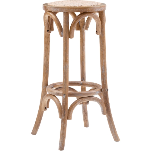 Rae Backless Bar Stool in Brown Wood & Rattan