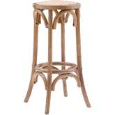 Rae Backless Bar Stool in Brown Wood & Rattan