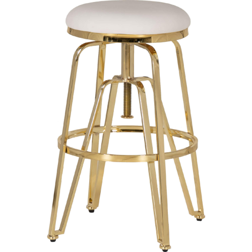 Tatum Adjustable Stool in Gold & White Leatherette