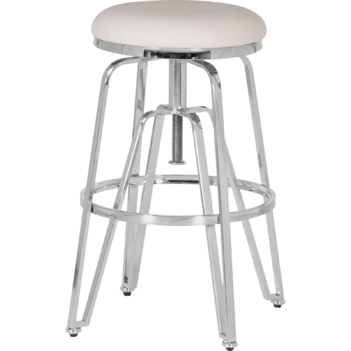 Tatum Adjustable Stool in Silver & White Leatherette