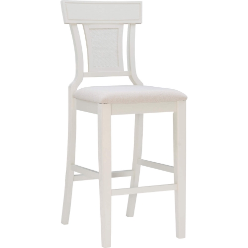 Rylan 30" Bar Stool in White Wash Wood & Beige Fabric