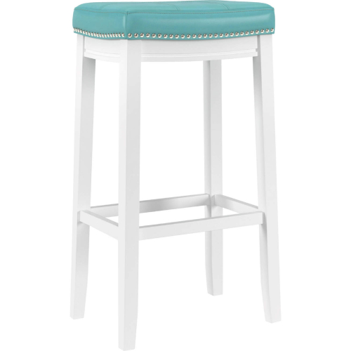 Claridge Bar Stool In White Wood & Teal Leatherette