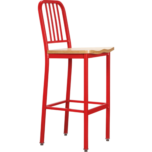 Frazier Bar Stool in Red Steel & Wood (Set of 2)