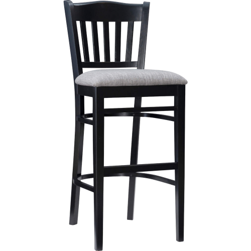 Maryah Bar Stool in Black Wood & Grey Fabric (Set of 2)