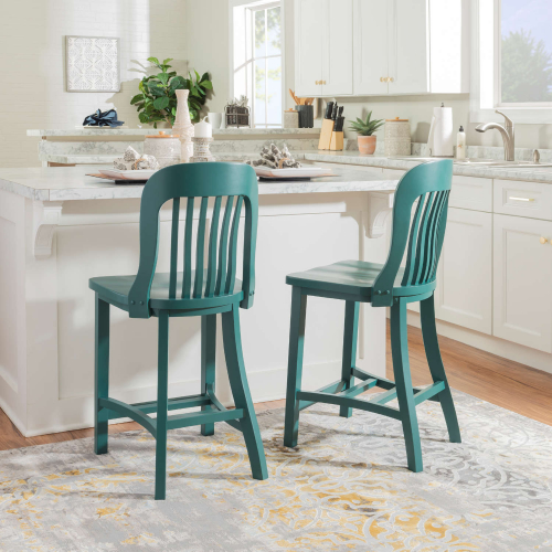 Maylen Counter Stool in Hunter Green Finish Wood