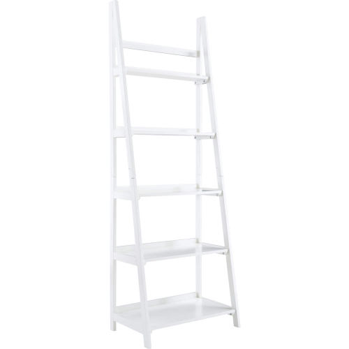 Charlotte Ladder Style Bookcase in White Finish Wood