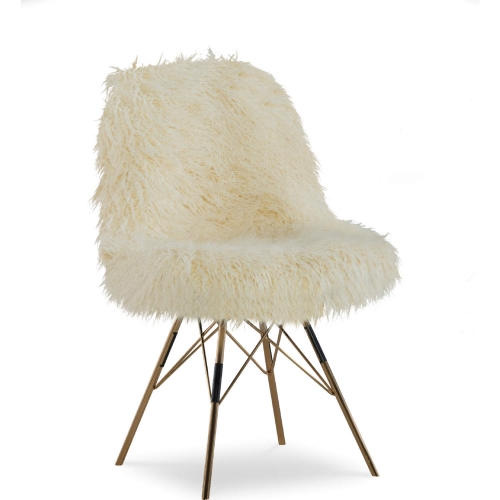 Remy Accent Chair in Cream Flokati Faux Fur & Brushed Gold