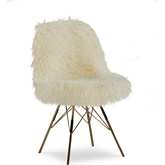 Remy Accent Chair in Cream Flokati Faux Fur & Brushed Gold