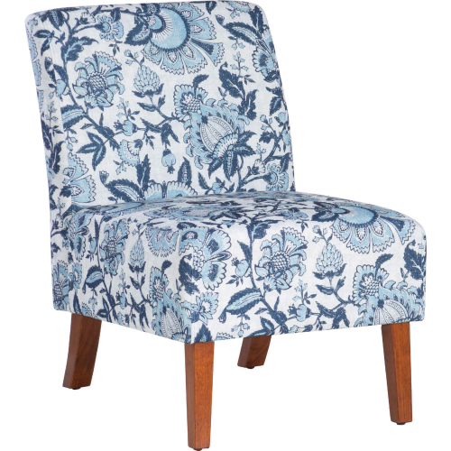 Lily Slipper Accent Chair in Whitehall Blue Floral Fabric