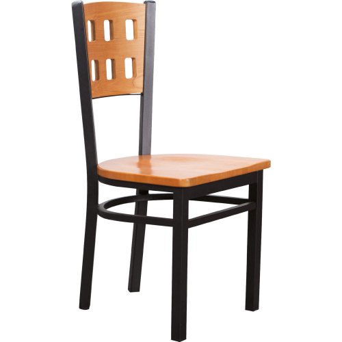 Keifer Dining Chair in Wood & Black Metal (Set of 2)