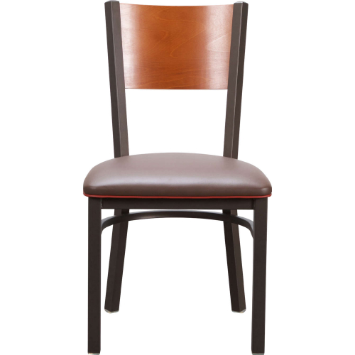 Elmer Dining Chair in Oak, Brown Metal & Eco Leather (Set of 2)