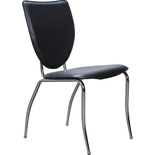 Amice Stacking Dining Chair in Black Leatherette & Chrome (Set of 2)