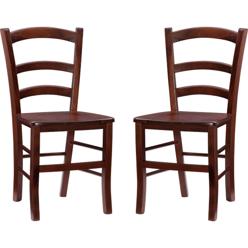 Carmelo Dining Chair in Walnut Finish Wood & Rush (Set of 2)