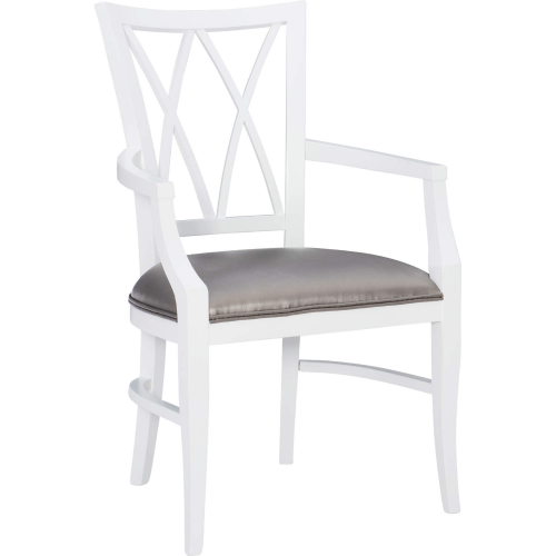 Archie Dining Arm Chair in White Wood & Charcoal Grey Leatherette