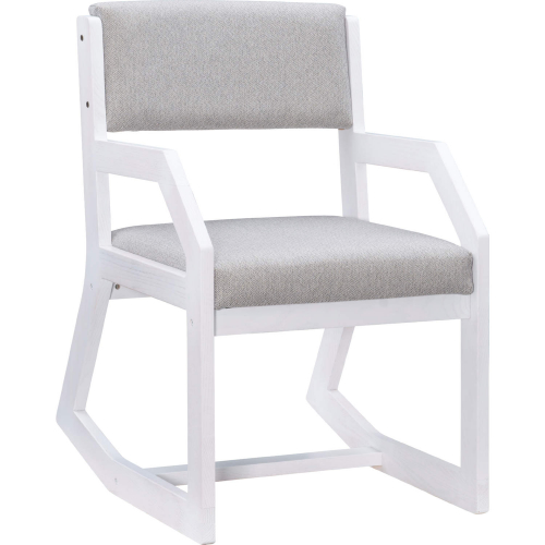 Robin 2 Position Sled Base Accent Chair in White Wood & Grey Fabric