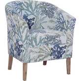 Simon Club Accent Chair in Oceanside Print Fabric